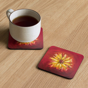 Red Daisy- Cork-back coaster